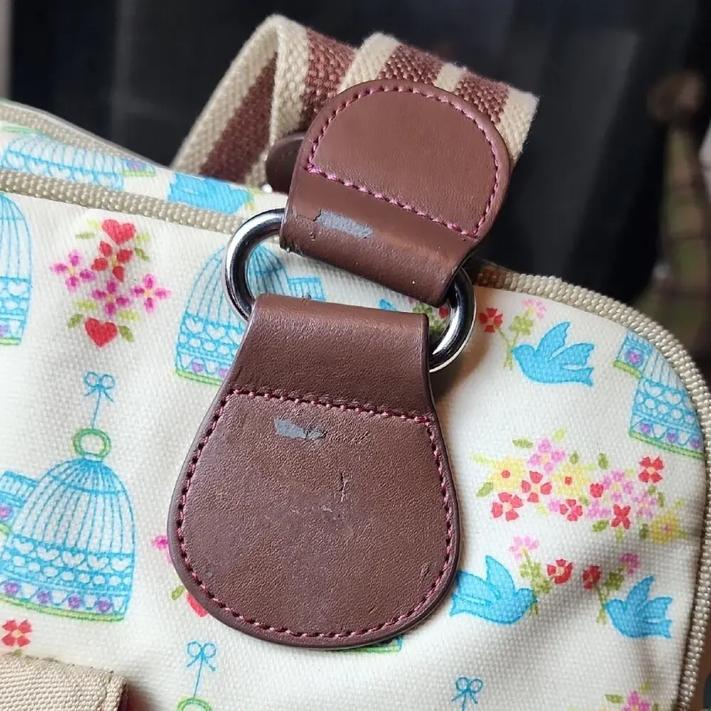 PINK LINING | Yummy Mummy Cream and Brown‎ Floral Blue Birds Baby Diaper Bag
